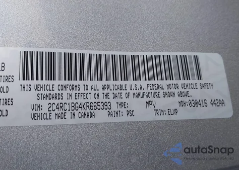 2019 Chrysler Pacifica Touring L z USA, uszkodzony, nr VIN 2C4RC1BG4KR665393